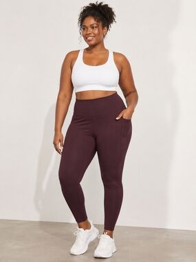Danskin High-Waist Pocket Leggings in Deep Plum